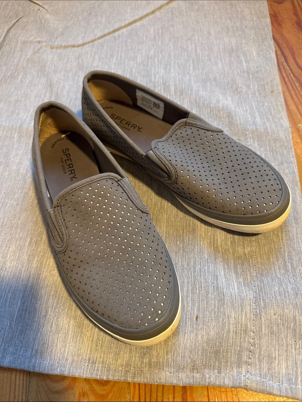 Sperry Women's Perforated Slip-On Loafers in Gray